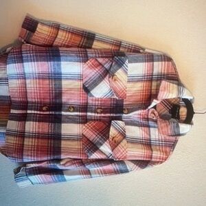 NWT Timing Wool Plaid multicolor shacket button Up oversized women’s